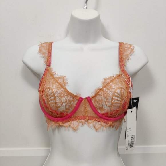 Linga Dore Women's Pink Lace Bra Size 32B NEW Romantic Gift Christmas - Picture 1 of 8